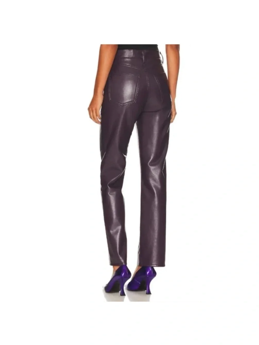 Agolde 90s Pinch Waist High Rise Straight Recycled Leather Jeans, NWT, Size 27_5